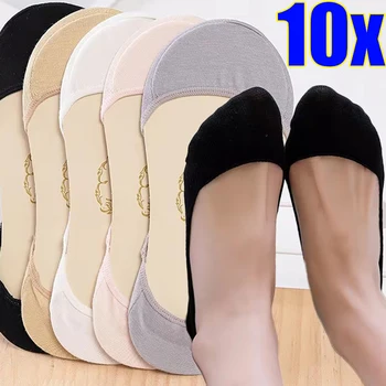 Frauen Baumwolle Socke Hausschuhe 1/5Pairs Sommer Atmungsaktive Nicht-slip Boot Socken Unsichtbare Damen Low