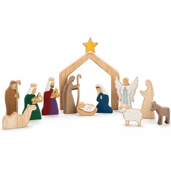 Krippen-Dekorationsset für den Tisch mit freistehenden Figuren für Weihnachten, Kaminsims, Regal, Schreibtisch