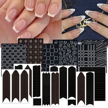 Nail Art Schablonen Aufkleber Nagel Charms Kunst Werkzeuge Dekorationen Lieferungen Französisch Maniküre Spray