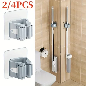 Wandregal für Zuhause, Badezimmer-Duschhalterung, Aufbewahrung, spurloser Haken, Mopp-Organizer, wasserdichter