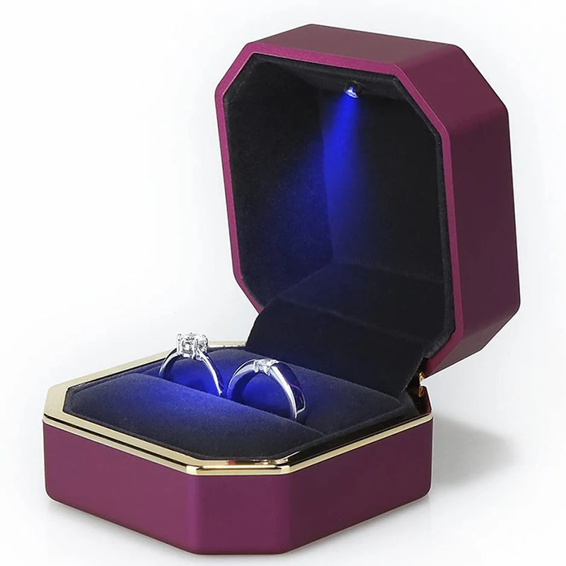 1 Stück LED Schmuck Ring Box Luxus Samt Gummi Halskette – Bild 4