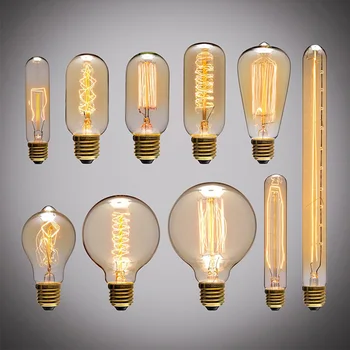 Retro Edison Glühbirne E27 40W 220V A60 ST64 G80 G95 T45 Glühlampe Ampulle Vintage Edison Lampe Filament