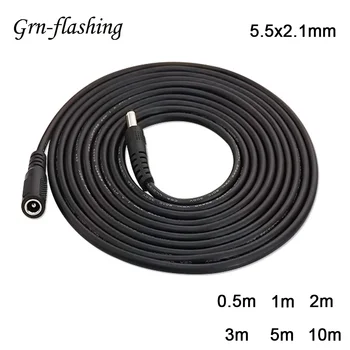 DC-Verlängerungskabel, 1 m, 2 m, 3 m, 5 m, 10 m, 5,5 x 2,1 mm, Buchse auf Stecker, für 12 V, 5 V, 24 V