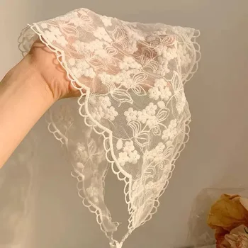 Multifunktionaler Dreiecksschal, cremefarben, Spitze, Taille, Krawatte, Gürtel, Stirnband, böhmischer Stil