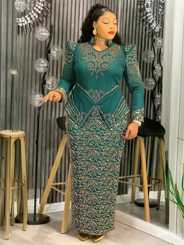 Luxus Afrikanische Kleider Für Frauen Elegante Langarm Maxi Robe Ankara Dashiki Outfits Hochzeit Party Abend