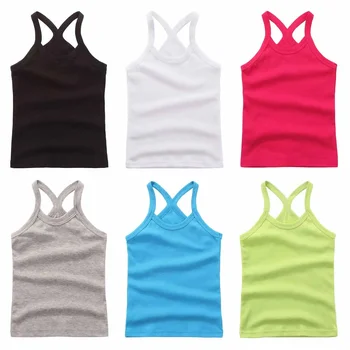 Heißer Sommer Baumwolle Mädchen Weste Ärmel Einfarbig T-shirts Tees Kinder Tops Baby Mädchen Casual Kleidung