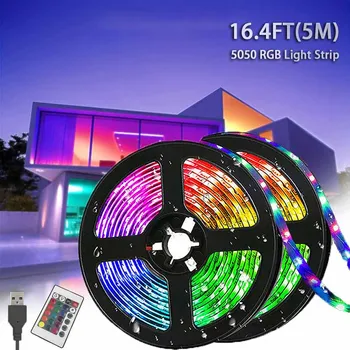 5m LED-Licht mit USB-Stecker 24 Tasten 5050 mehrfarbige RGB TV Hintergrund Licht Bar Spielzimmer Familien