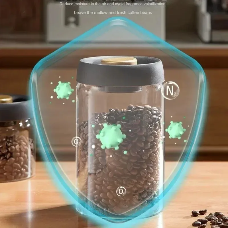 Manuelles, vakuumversiegeltes Kaffeedose aus Borosilikatglas – Bild 4