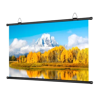 XIAOHUI Anti-Licht-dicke HD-Projektorleinwand 16:9 Wandmontierte Heimprojektionsleinwand ohne Loch