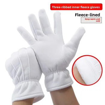 1 paar Weiße Formale Handschuhe Winter Warme Männer Uniform Smoking Honor Guard Parade Cosplay Kostüm
