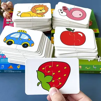 Aufklärungskarten-Matching-Puzzle für frühe Bildung, Cartoon-Muster, kognitives Spielzeug (32 Stück)