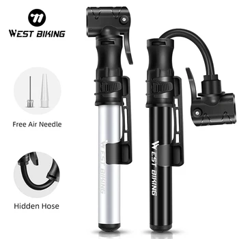 WEST BIKING Mini Fahrradpumpe Tragbare Aluminiumlegierung Radfahren Handball Reifenfüller Schrader Presta