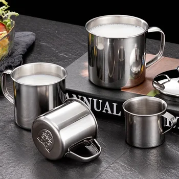 Edelstahl Tasse Tragbare Kaffee Tasse Camping Reise Becher Metall Kaffee Becher Wasser Trinkbecher Milch Tee