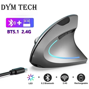 Vertikale ergonomische Gaming-Maus, kabellos, wiederaufladbar, Gamer-Maus-Set, optische 2,4-G-Maus, Computer