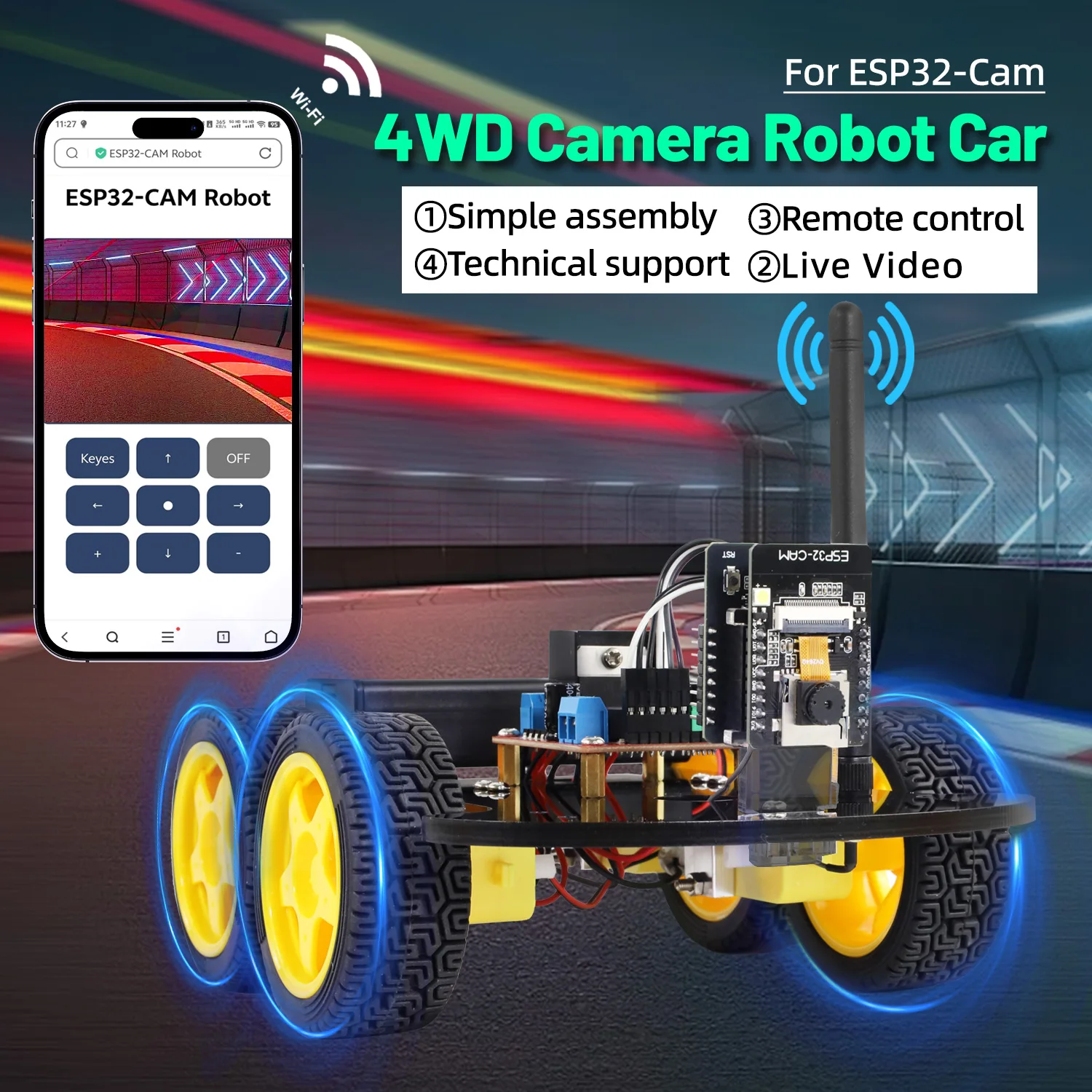 Keyestudio ESP32-CAM Roboterauto 4WD/2WD, WLAN, Kamera – Bild 4