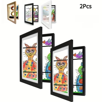 Kunst-Displayrahmen, wiederverwendbarer Kunstrahmen, mit Magnetverschluss, geeignet für Zeichnungen (2 Stück)