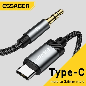 Essager USB C auf 3,5 mm Aux-Jack-Adapter, Lautsprecher und Kopfhörer, 3,5 mm Aux-Audio-Splitter-Jack, 3