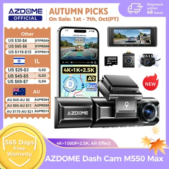 AZDOME M550 Max Dash Cam 4K + 1K + 2,5K Integrierte GPS WiFi 150FOV Auto Kamera 24H Parkplatz Monitor