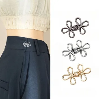 Kleeblatt-Taillenknopfverschluss, verstellbare Jeansknöpfe aus Metall - Spanner für lockeren Denim, sofort