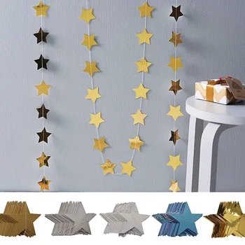4M Stern Girlande 7cm 10cm Papier Sterne Streamer Glitter Bunting für Geburtstag Party Dekoration Kinder