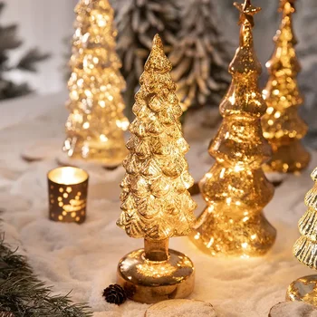 Weihnachtsdekorationen Desktop Leuchtende Simulation Kristallglas Lichter Weihnachtsbaumschmuck