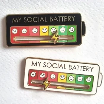 Mood Expression Pins für Damen und Herren, meine soziale Batterie-Broschen auf Kleidung, lustige