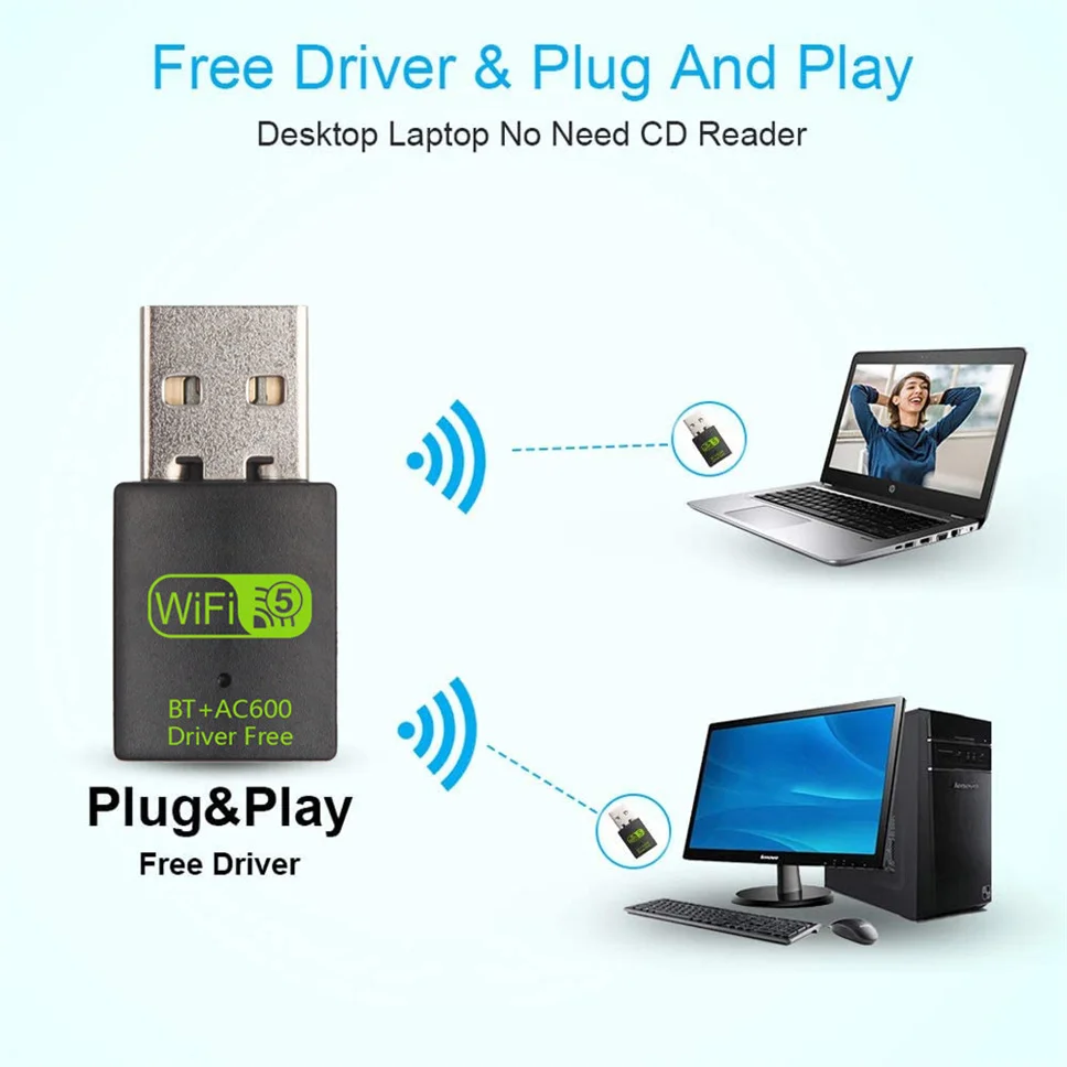 600Mbps USB WiFi Bluetooth Adapter 2 in 1 Dongle Dual Band – Bild 3