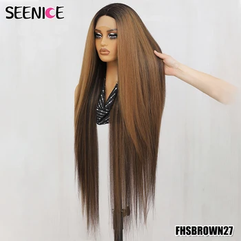 Synthetische Lace-Front-Perücken für Frauen, 40 Zoll, gerade Perücke, T-Part 13x4x1, lange Spitzenperücken