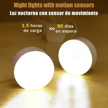 USB-Aufladbare LED-Nachtleuchte mit Bewegungssensor, Magnetische Kabellose Lampe, Warmweiß Ohne Flackern