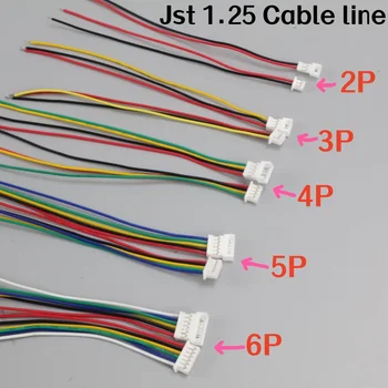 100 mm Mini Micro Jst 1,25 2/3/4/5/6 Pin männlich weiblich Stecker mit Draht 1,25 mm (10 Stück)