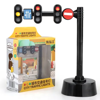 Kinderspielzeug Sicherheitsbildung Ampel-Modell Stopp-Lichter Block-Szene Straßenschild-Spielzeug für Kinder