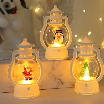 Tragbare LED-Laternen für Weihnachten, Weihnachtsmann, Schneemann, Innendekoration, batteriebetrieben