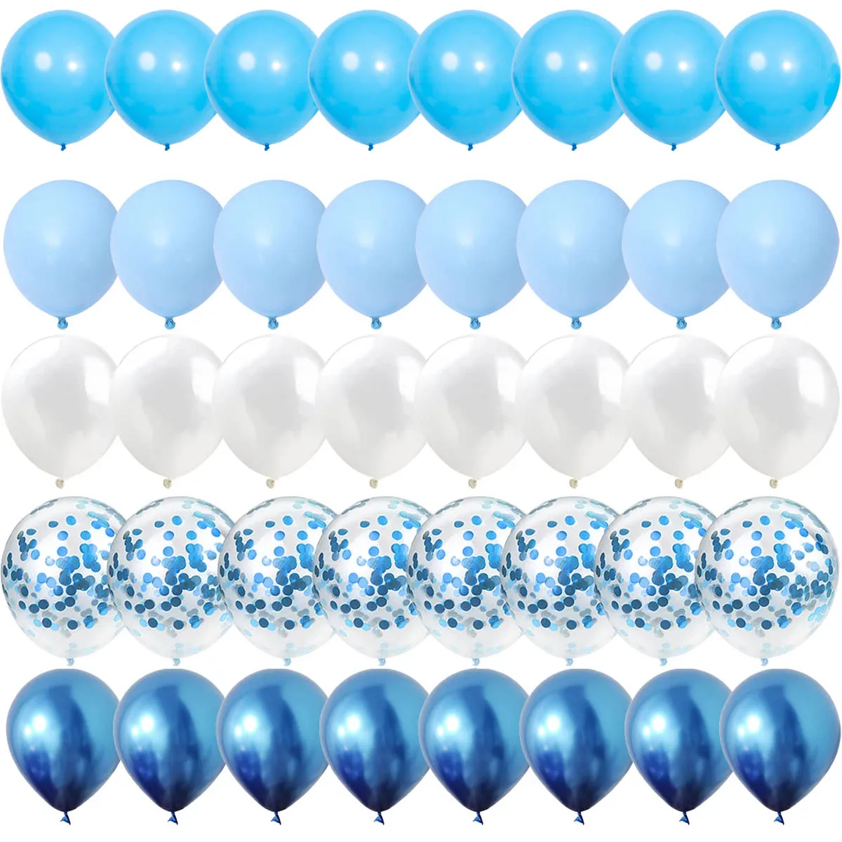 40 Stück blaue Set Luftballons Metall Latex Konfetti Ballon – Bild 3