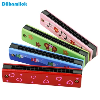 16-Loch Holz Mundharmonika Cartoon Tiere Gemalt Spielzeug Musikinstrument Spielen Kinder Frühe Pädagogische