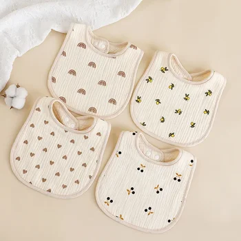 Gaze U-förmige Baby Lätzchen Niedlich 6 Schichten Baumwolle Speichel Handtuch Neugeborenen Spucktücher Bandana