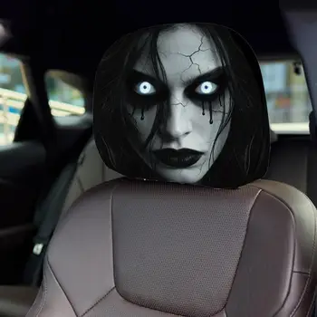 Gruselige Kopfstützenbezüge, Halloween-Dekorationszubehör, urkomischer Kopfstützenschutz für Männer (2 Stück)