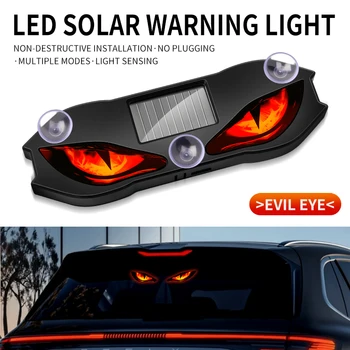 Solarbetriebene Auto-Neonleuchte Kabellose Coole DEMON EYE LED-Ambientebeleuchtung mit Saugnapf USB-Aufladbare