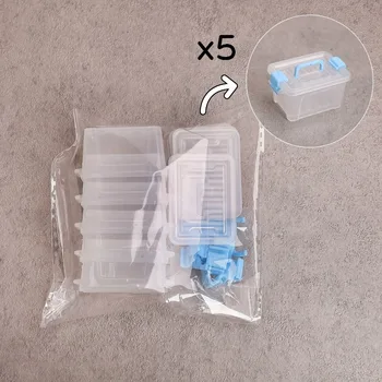 5 Mini-Koffer-Aufbewahrungsboxen, transparent, Organizer für kleine Gegenstände, DIY-Miniatur-Szene, Dekor
