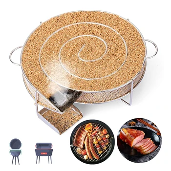 Edelstahl Kaltrauch Generator Holzkohle Grill Runde Maschen Apfel Holz Chips Smoker BBQ Grill Zubehör