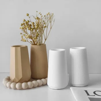 Runde Streifen Vase Silikon Form Gips Epoxidharz Kerze Glas Gussform Zylindrische Wohnkultur DIY Lagerung Box