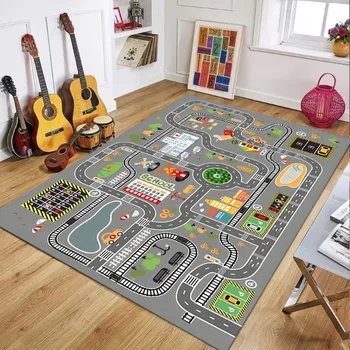 Teppich für Kinder, Stadtverkehr, Straßenspielbereich, weich, rutschfest, Spielmatte, Straße, Parkplatz