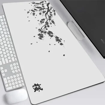 Japan Kirschblüte Mauspad XXL Grau Laptops Gaming Schreibtischunterlage Sakura Mousepad Anime Büroteppich