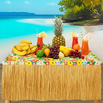 Stroh Tischrock Hawaii Party Gras Tischrock Mottoparty für tropische hawaiianische Meer Hochzeit Geburtstag