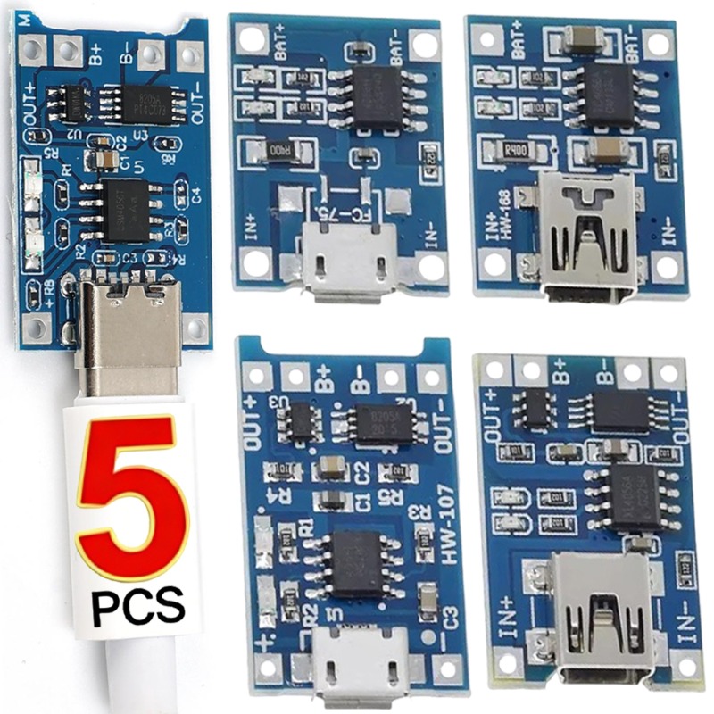 5V 3A Micro/Type-C/Mini 18650 TP4056 Lithium-Akku-Lademodul