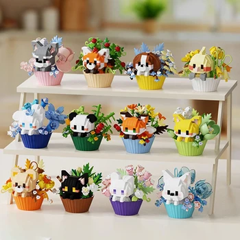 Niedlicher Dessert-Tier-Bonsai-Blumenstrauß, Cartoon-Puppe, Panda-Blöcke für Kindergeburtstag, Gastgeschenke
