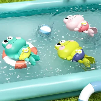 Aufziehbares Schwimm-Frosch-Badespielzeug für Kleinkinder, ohne Batterie, formfreies