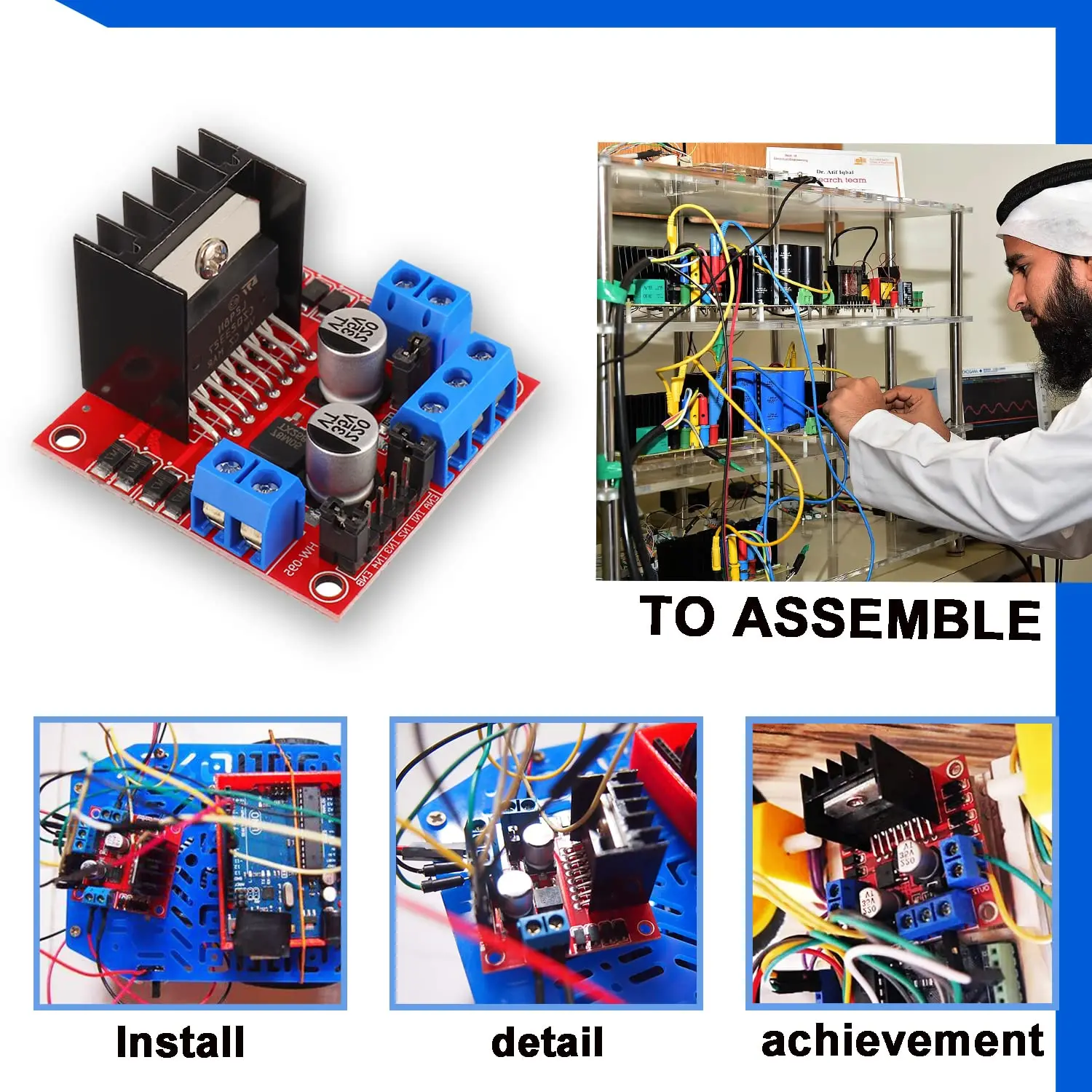 L298N Motor Drive Controller Board DC Dual H-Bridge Roboter – Bild 4