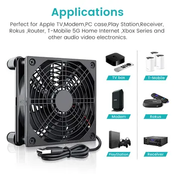 USB-betriebener Computer-PC-Gehäuselüfter, 120 mm, 5 V, leiser Gehäusekühler für Router, TV, Katzenkühlung