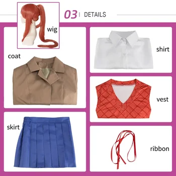 Anime Doki Doki Literature Club Monika Cosplay Kostüme Sayori Yuri Natsuki Halloween-Kostüme für Frauen Kleid