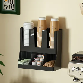 Kaffeestations-Organizer, wandmontierter Kaffeebar-Organizer für Arbeitsplatte, Gewürze